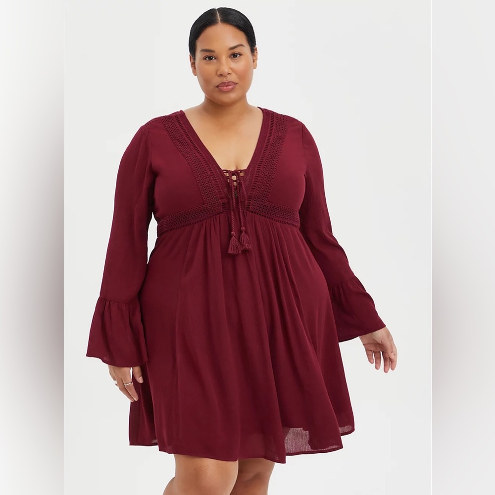 Torrid MINI GAUZE LACE-UP SKATER DRESS (Used) 2X